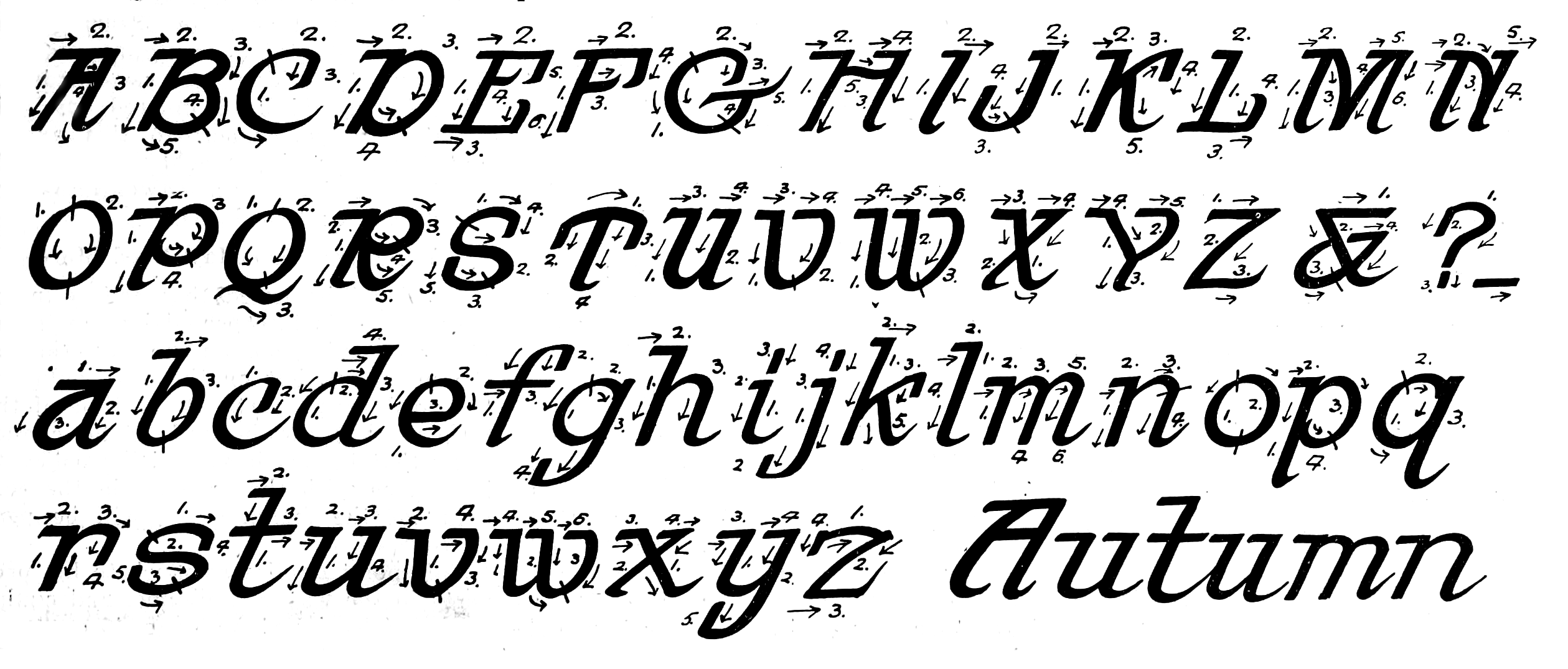 A historic italic lettering specimen sheet from 1918